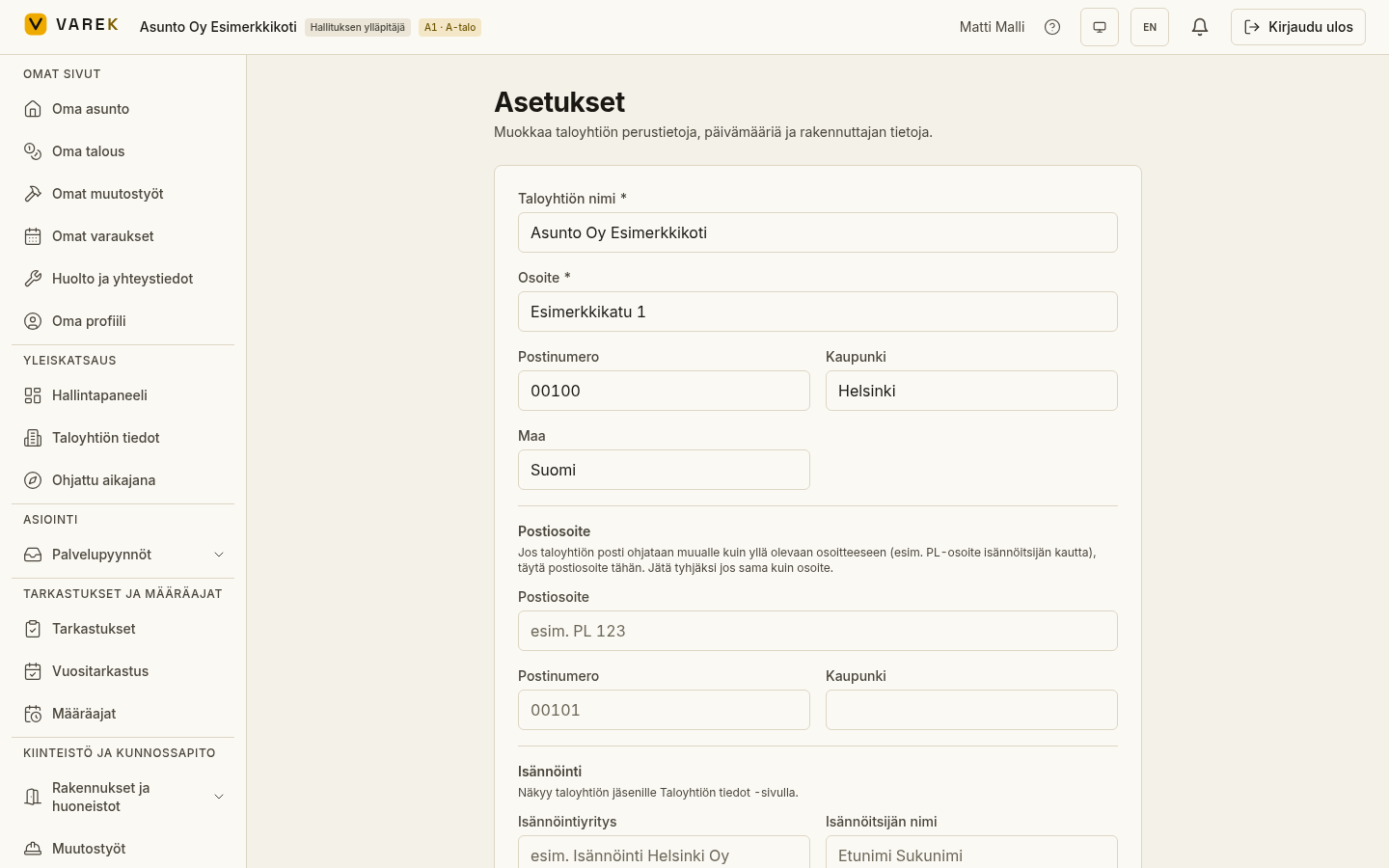 Asetukset yleiskatsaus
