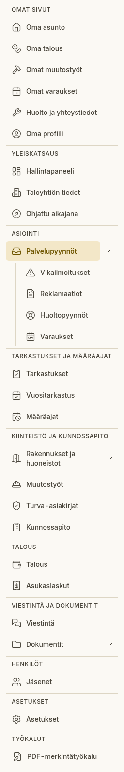Palvelupyynnot nav