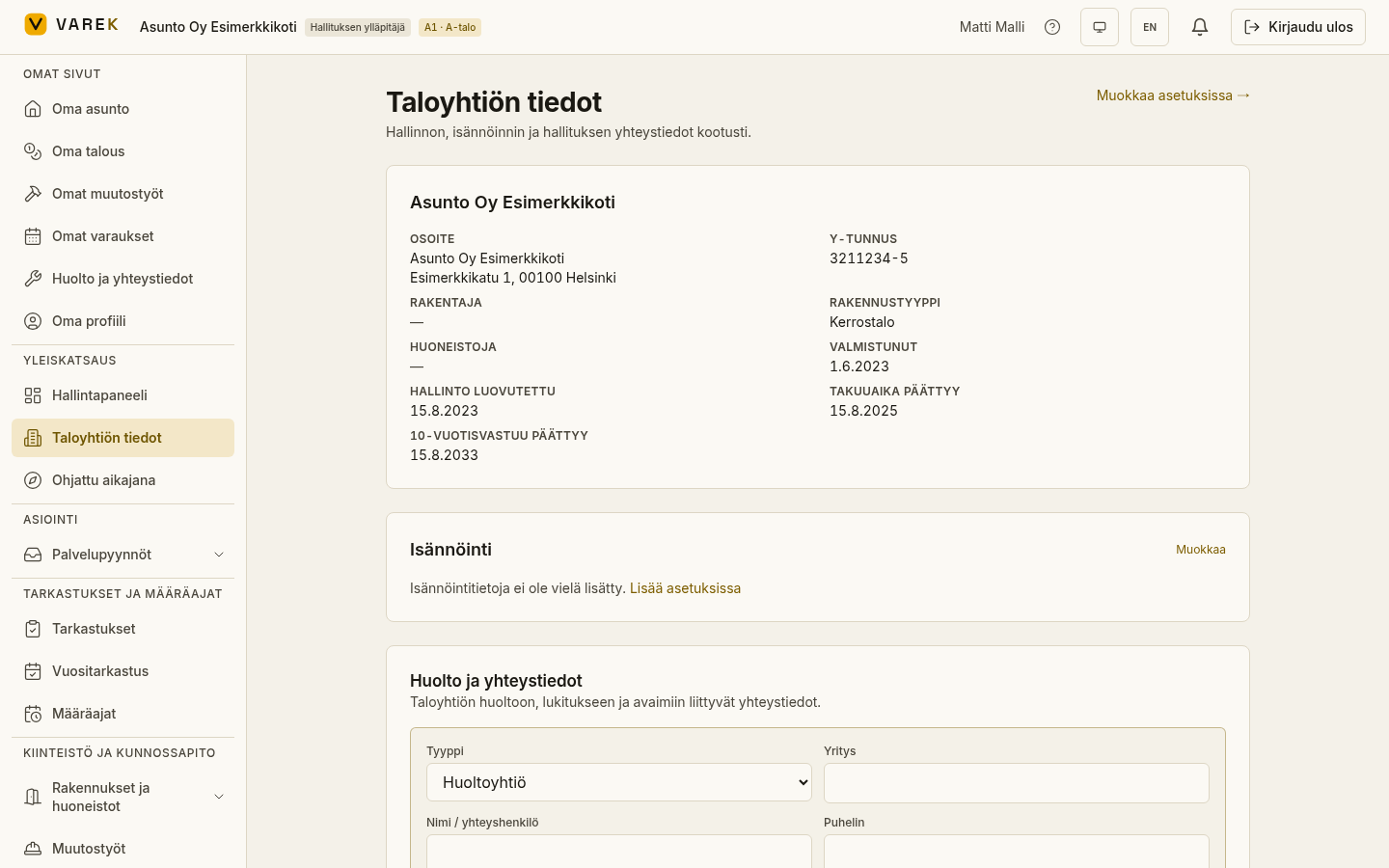 Service contacts form