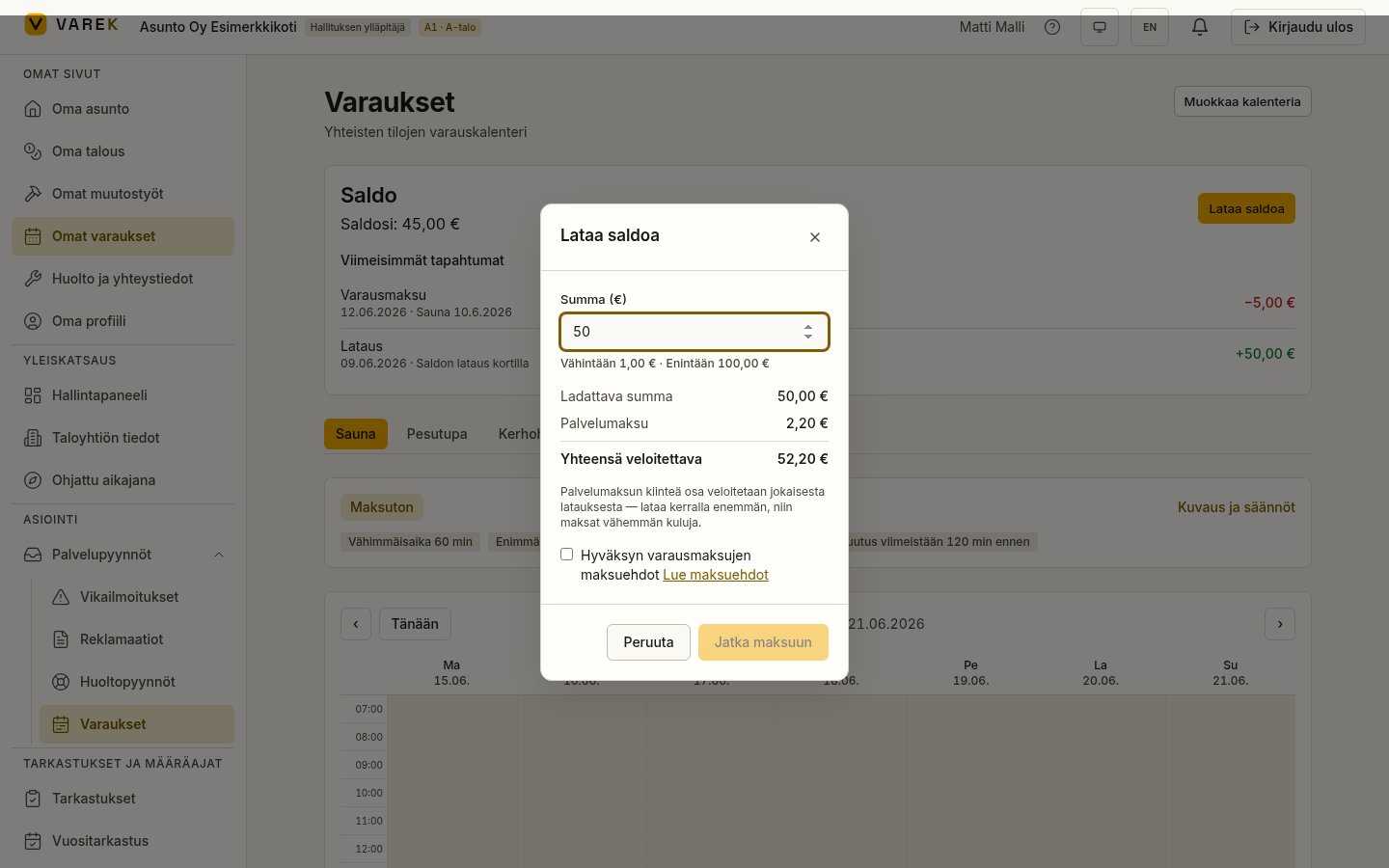 Varaukset topup