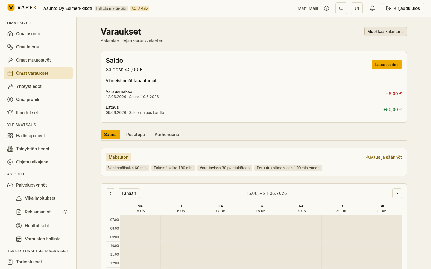 Varauskalenteri