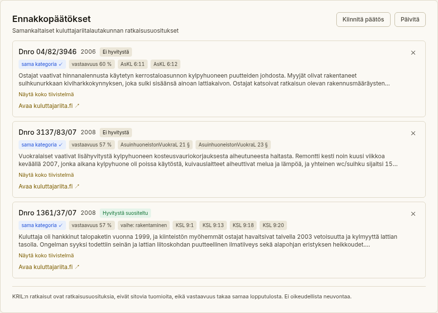 Ennakkopaatokset paneeli