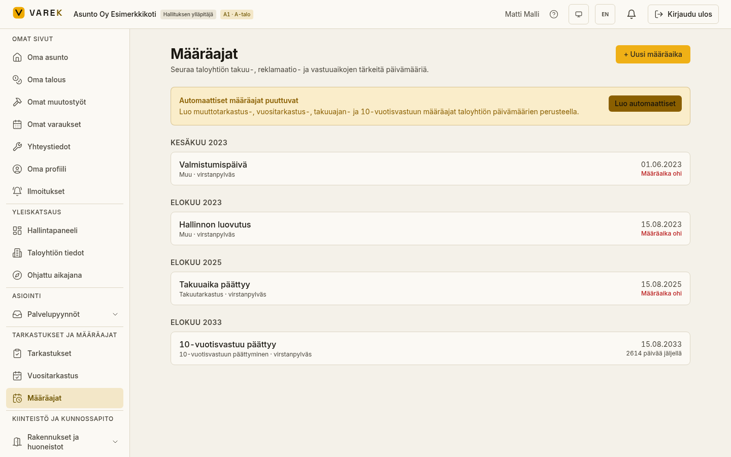 Määräajat-aikajana