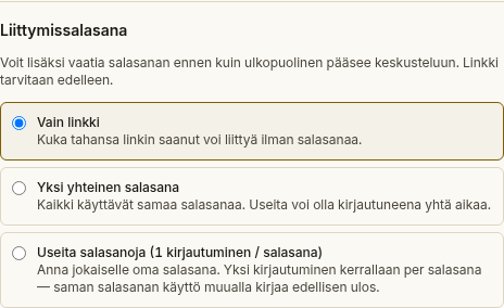 Salasana tilat